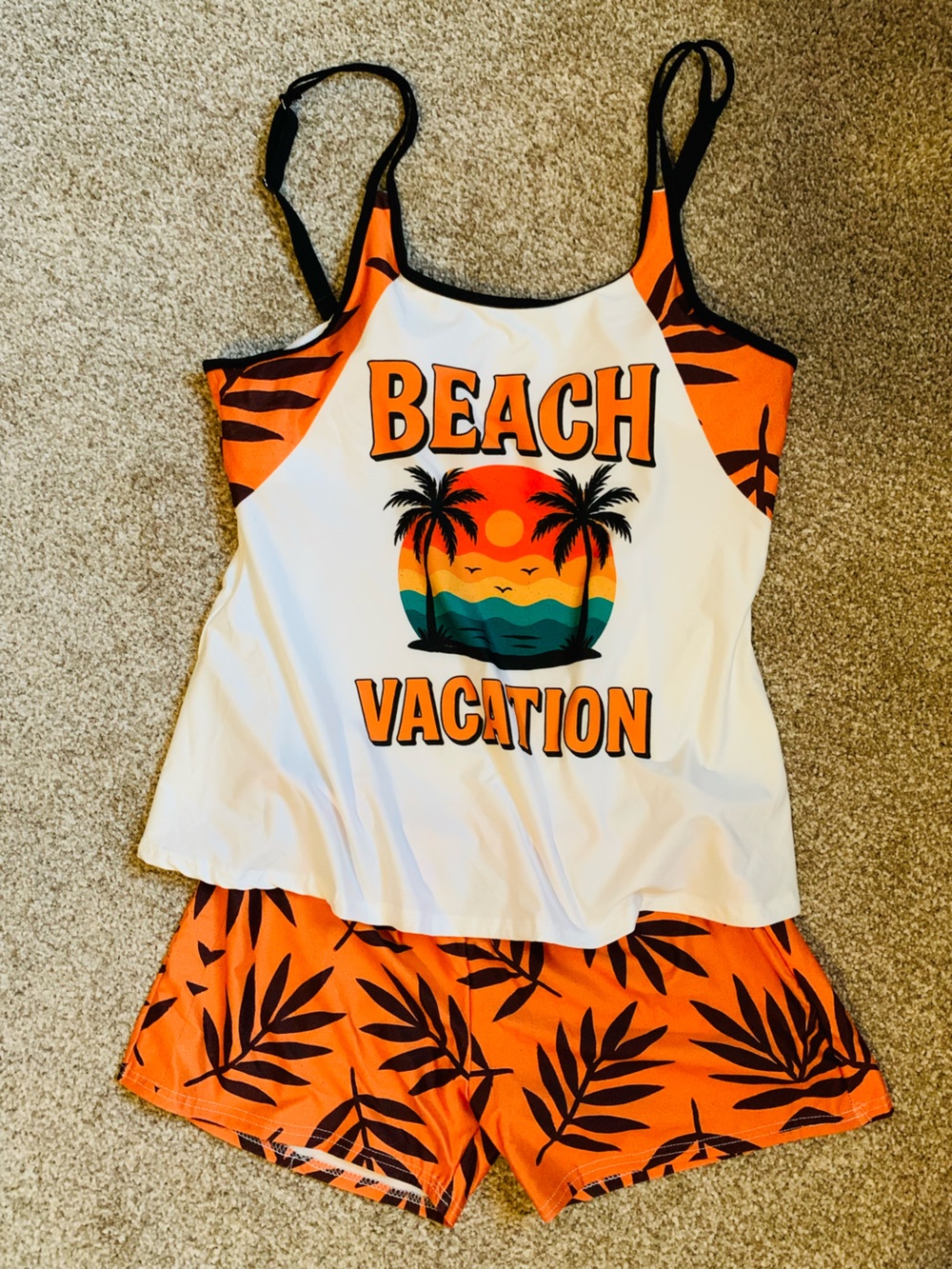 Beach Vacation Graphic Tankini Set XL